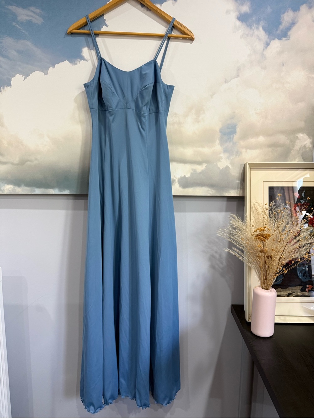 Vintage Blue Maxi Slip Dress |Prairie Romance | Coastal | Fit Modern Small - Picture 2 of 15